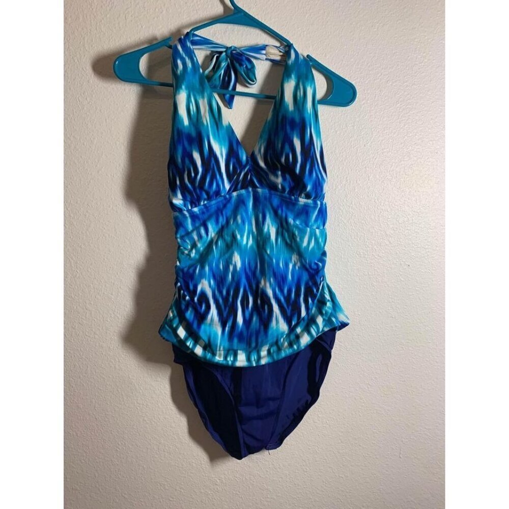 INC International Concepts One Piece Swimsuit Women’s Size 10 Blue